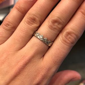 Silver Crown Chevron Stackable Ring - Women Jewelry